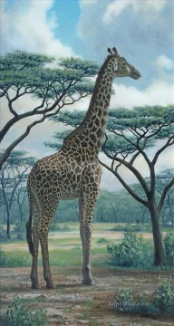 Deer Painting - Giraffe green